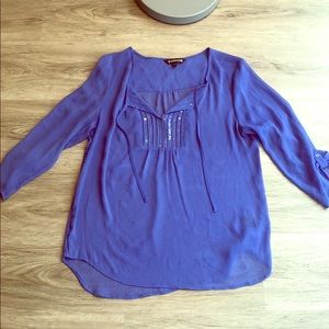 Sheer purple shirt from Express